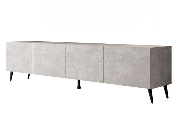 TV-Lowboard mit Türen auf Schwarzen Metallbeinen 200 cm Nodoo Beton