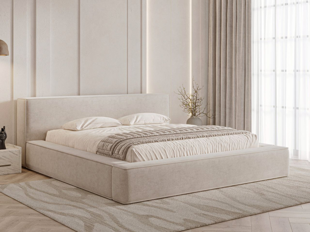 Polsterbett mit Bettkasten und Lattenrost 180x200 Mali Beige