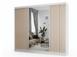 Schiebetürenschrank mit Spiegel und Lamellen 250 cm Loreto Weiß