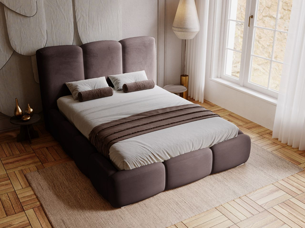 Polsterbett mit Bettkasten und Lattenrost 140x200 Bubble Braun