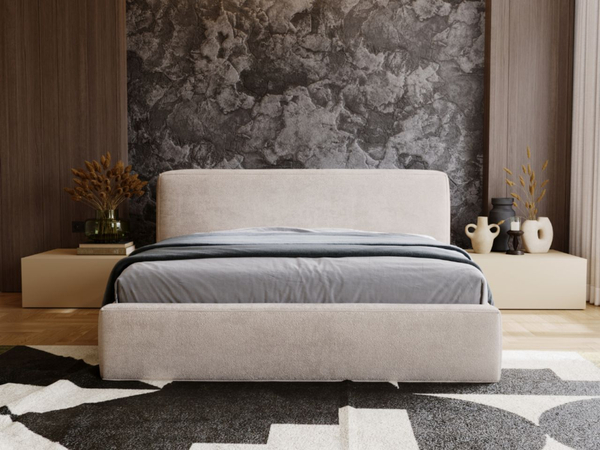 Polsterbett mit Bettkasten und Lattenrost 140x200 Monza Beige