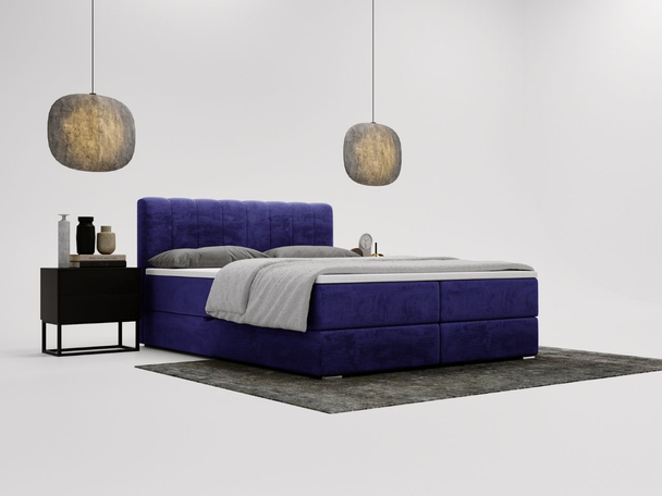 Boxspringbett mit Bettkasten 140x200 Forte Dunkelblau