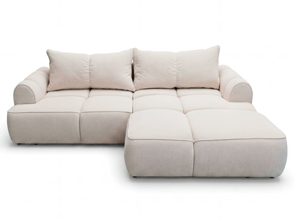 Ecksofa L-Form Rechts mit Schlaffunktion und Bettkasten Bonno Beige
