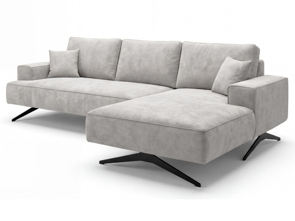 Ecksofa L-Form auf Metallbeinen Leto Rechts Grau