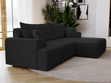 Ecksofa L-Form Rechts mit Schlaffunktion und Bettkasten California Schwarz