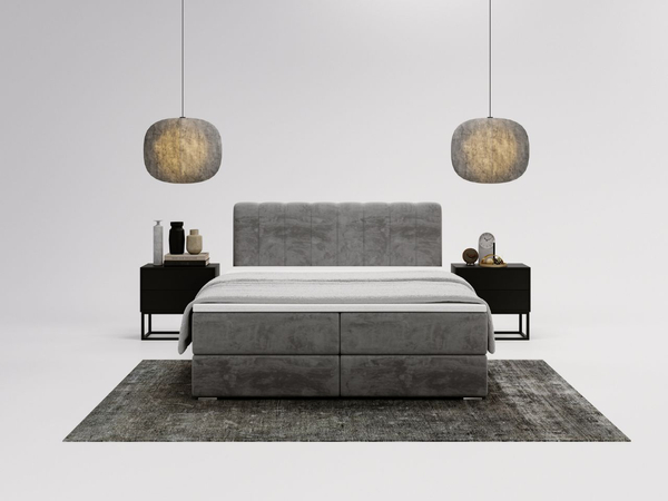 Boxspringbett mit Bettkasten 140x200 Forte Grau