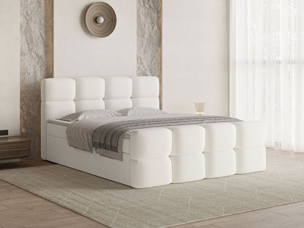 Boxspringbett mit Bettkasten 120x200 Rivon Creme