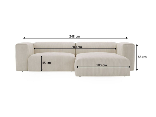 Ecksofa L-Form Rechts Moderne Cord Ecksofa Landi Beige