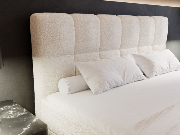 Boxspringbett mit Bettkasten 200x200 Bouclé-Stoff Alicante Beige