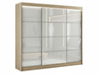 Schiebetürenschrank mit Sprossen 250 cm mit LED-Beleuchtung Ponti Eiche Sonoma, Weiß