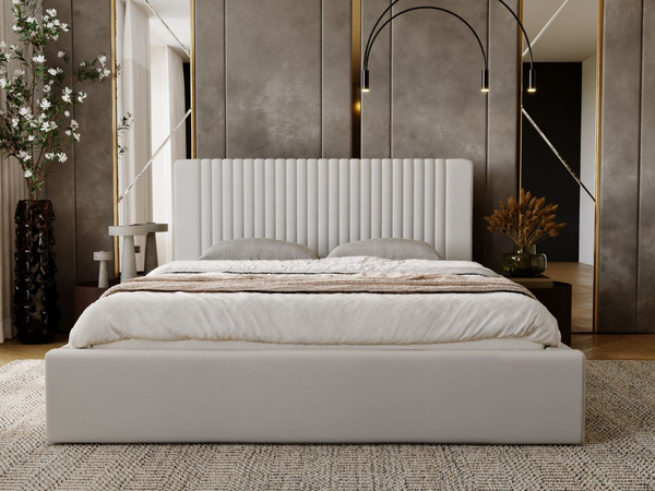 Polsterbett mit Bettkasten und Lattenrost 180x200 Malmo Hellgrau