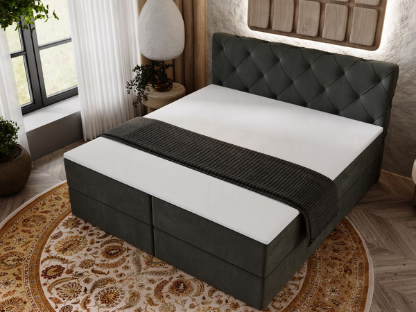 Boxspringbett mit Bettkasten 160x200 Napoli Dunkelgrau