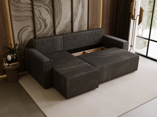 Modernes Ecksofa mit Schlaffunktion und Stauraum Prato L Dunkelgrau