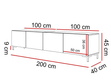 TV-Lowboard mit Türen auf Schwarzen Beinen 200 cm Nodoo Beton