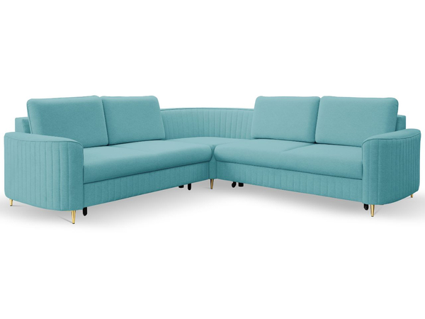 Ecksofa L-Form Rechts mit Schlaffunktion und Bettkasten Limon Blau