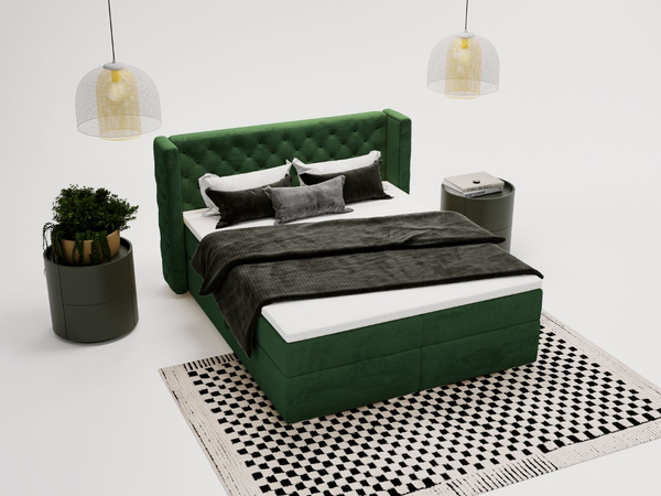 Boxspringbett mit Bettkasten 140x200 Lion Grün