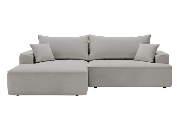 Ecksofa L-Form Links mit Schlaffunktion und Bettkasten California Hellgrau