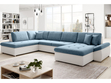 Wohnlandschaft mit Schlaffunktion Links Moni U Blau Weiß 