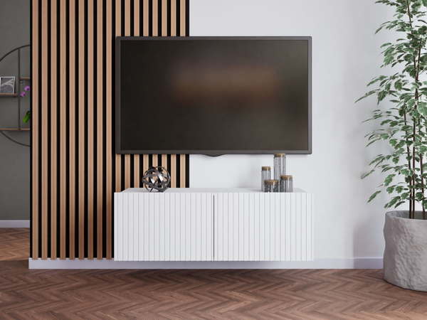 TV-Lowboard mit Türen 100 cm Kioto Weiß matt