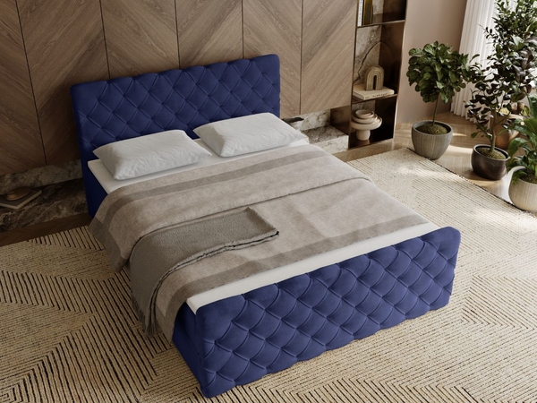 Boxspringbett mit Bettkasten 140x200 Lunaris Blau