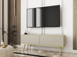 TV-Lowboard mit Türen 135 cm Diolo Beige mit geriffelter Vorderseit auf goldenen Beinen 