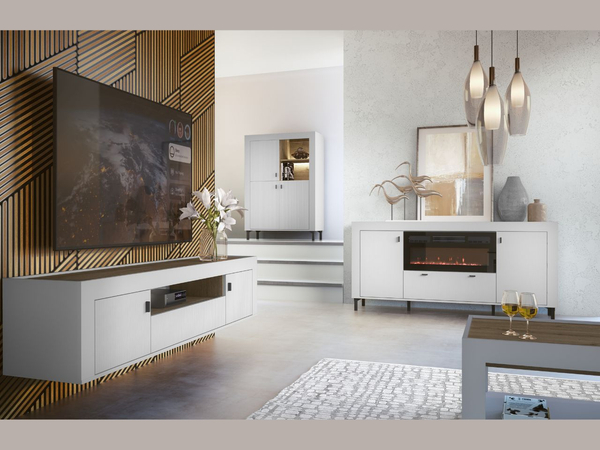 Kommode mit Türen und LED-Beleuchtung Messina Weiß
