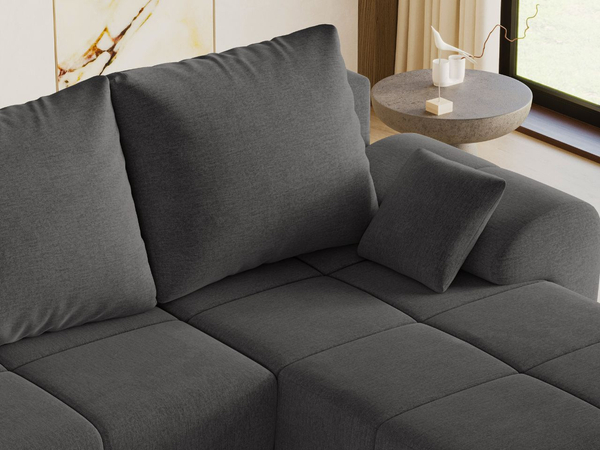 Ecksofa L-Form mit Schlaffunktion und Bettkasten Monti Rechts Anthrazit