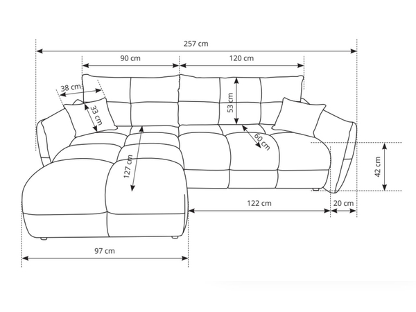 Ecksofa L-Form mit Schlaffunktion und Bettkasten Bene Schwarz