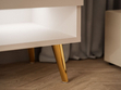 TV-Schrank für das Wohnzimmer 180 cm mit goldenen Beinen und LED-Beleuchtung Aurelie Weiß Hochglanz