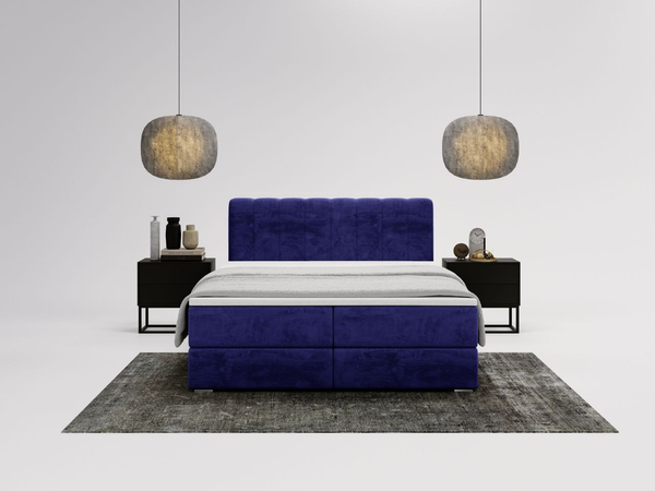 Boxspringbett mit Bettkasten 140x200 Forte Dunkelblau