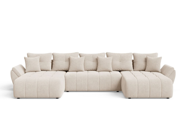 Wohnlandschaft mit Schlaffunktion und Bettkasten Decor U Beige