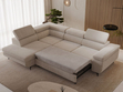 Ecksofa mit Schlaffunktion und Bettkasten Argon Links Beige