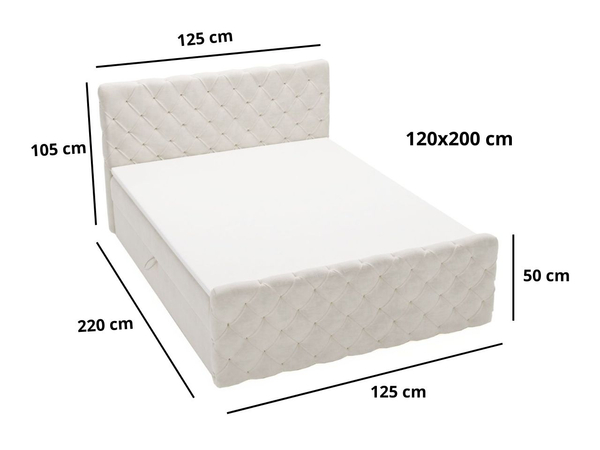 Boxspringbett mit Bettkasten 120x200 Lunaris Grau