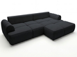Ecksofa L-Form Rechts mit Schlaffunktion und Bettkasten Bonno Schwarz