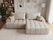 Ecksofa L-Form mit Schlaffunktion und Bettkasten Tulio Rechts Beige