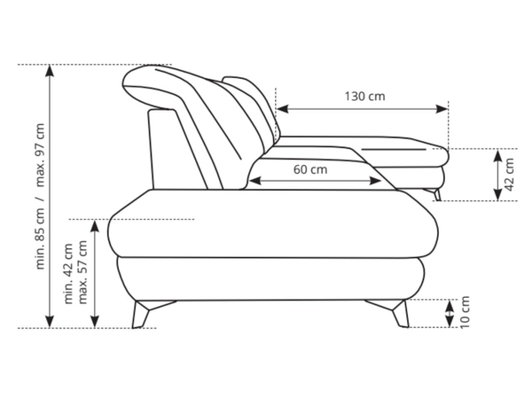 Ecksofa L-Form Rechts mit Schlaffunktion und Bettkasten Hannover Orange