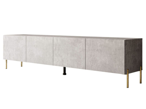 TV-Lowboard mit Türen auf Goldenen Metallbeinen 200 cm Nodoo Beton