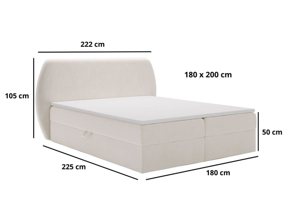 Boxspringbett mit Bettkasten 180x200 Bogota Hellgrau
