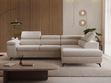 Ecksofa L-Form mit Schlaffunktion und Bettkasten Argon Rechts Beige