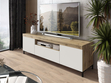 Wohnzimmer-Set – TV-Schrank und Kommode auf schwarzen Füßen Asumi Weiß und Eiche Wotan