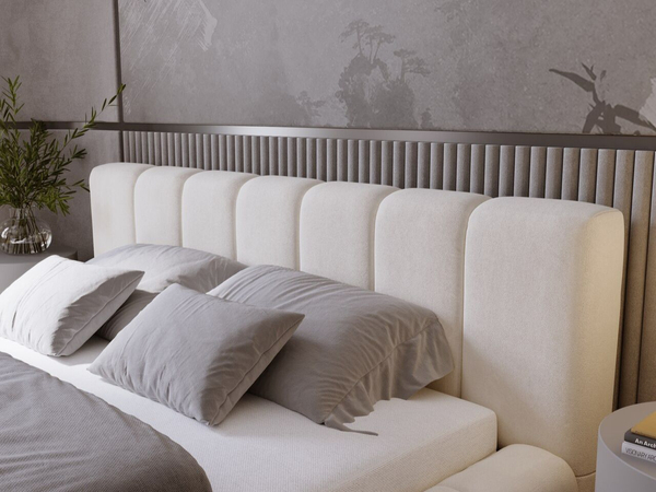 Polsterbett mit Bettkasten und Lattenrost 180x200 Orio Beige