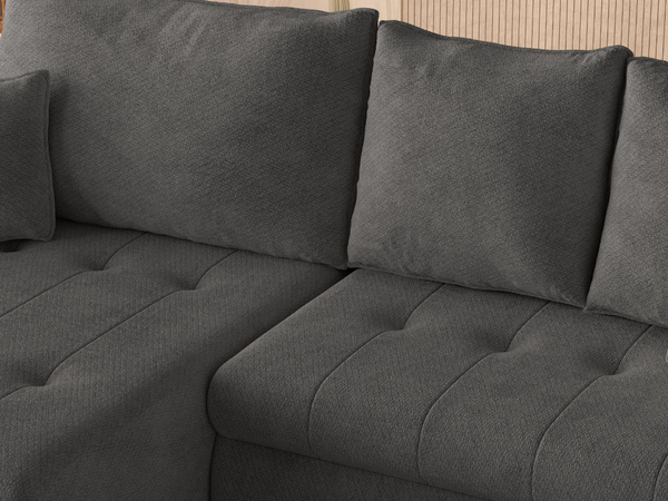 Ecksofa L-Form mit Schlaffunktion und Bettkasten Lino Dunkelgrau