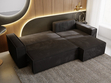 Ecksofa L-Form mit Schlaffunktion und Bettkasten Prato XL Schwarz 
