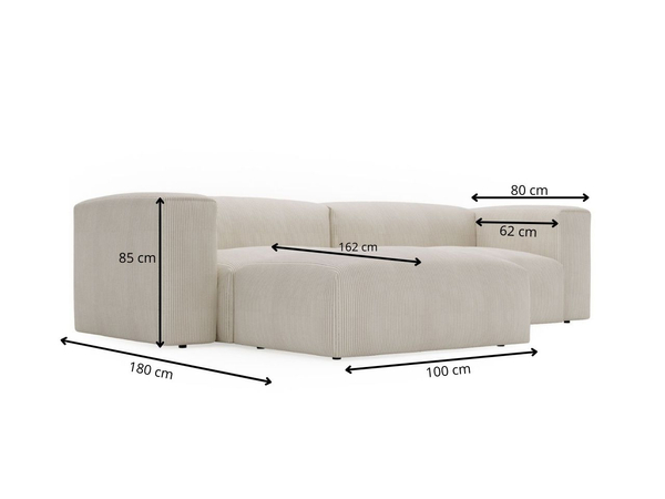 Ecksofa L-Form Rechts Moderne Cord Ecksofa Landi Beige