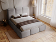 Polsterbett mit Bettkasten und Lattenrost 140x200 Bubble Grau