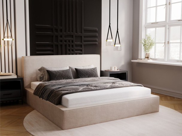 Polsterbett mit Bettkasten und Lattenrost 180x200 Monaco Beige