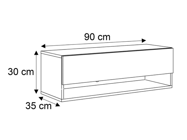 Hänge TV-Schrank 90 cm für Wohnzimmer mit LED-Beleuchtung Aurelie Weiß Hochglanz