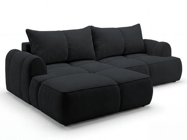 Ecksofa L-Form Links mit Schlaffunktion und Bettkasten Bonno Schwarz