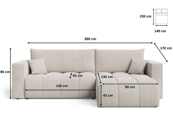 Ecksofa L-Form mit Schlaffunktion und Bettkasten Neva Dunkelgrau
