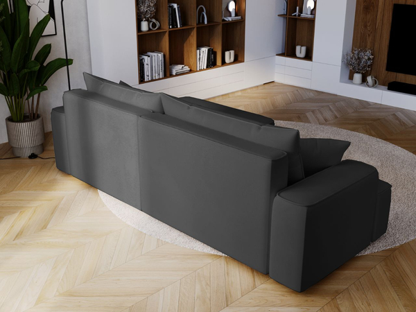 Ecksofa L-Form Rechts mit Schlaffunktion und Bettkasten California Grau